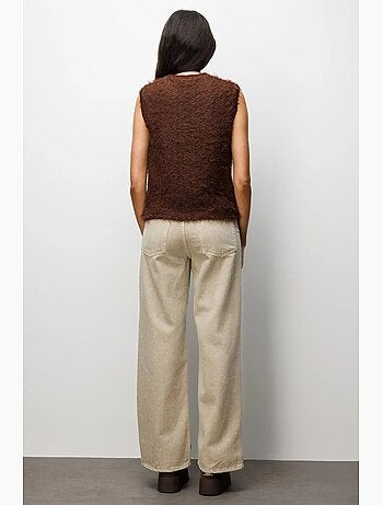 Gilet en maille côtelée avec détails en fausse fourrure mixray