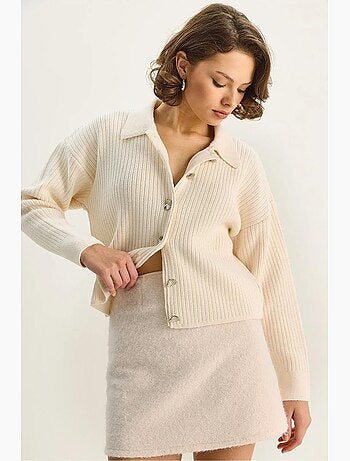 Gilet en maille côtelée avec fermeture boutonnée lucci
