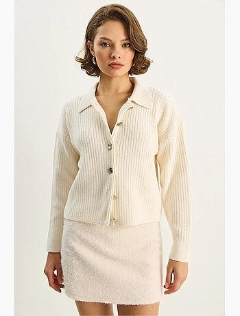 Gilet en maille côtelée avec fermeture boutonnée lucci