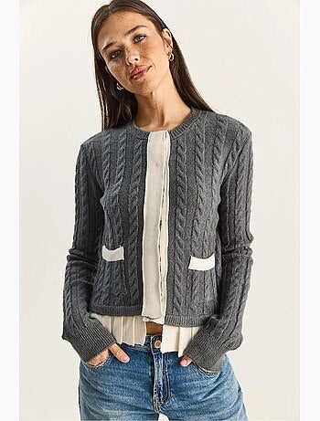 Gilet en maille côtelée avec fermeture boutonnée lucci
