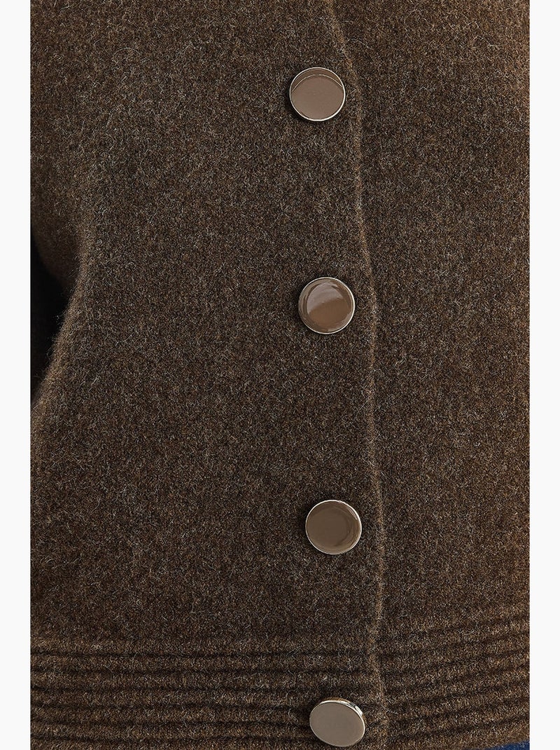 Gilet en maille côtelée avec fermeture boutonnée lucci Marron foncé - Kiabi