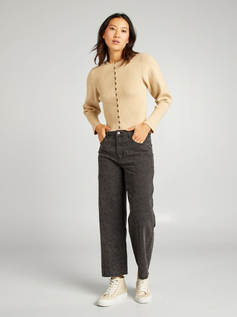 Gilet en maille côtelée avec manches larges Beige - Kiabi