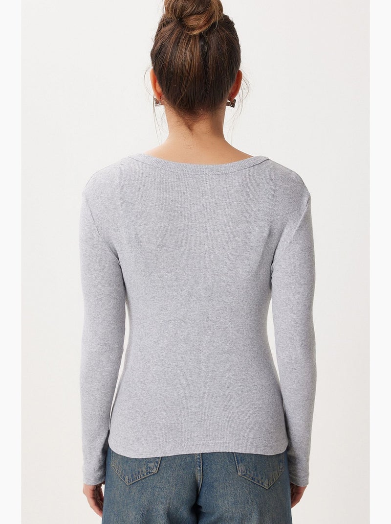 Gilet en maille côtelée coupe ajustée avec fermeture boutonnée istanbul Gris clair - Kiabi