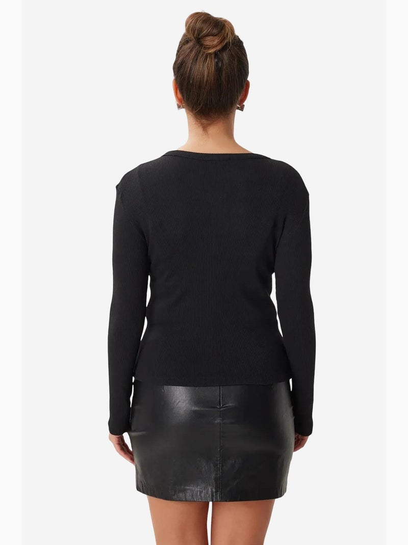Gilet en maille côtelée coupe ajustée avec fermeture boutonnée istanbul Noir - Kiabi