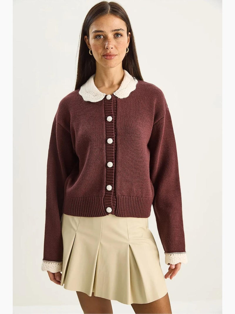 Gilet en maille côtelée épaisse avec fermeture à boutons lucci Rouge bordeaux - Kiabi