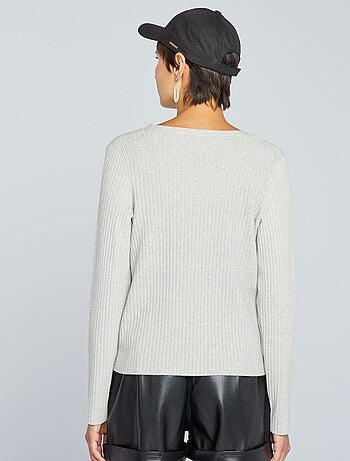 Gilet En Maille Côtelée - Noir - - 15.00