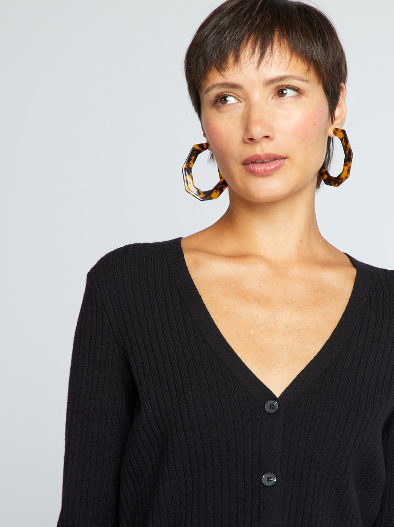 Débardeur lingerie en maille côtelée femme noir