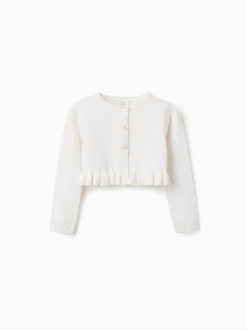 Gilet en maille court avec ourlet à volants - Kiabi