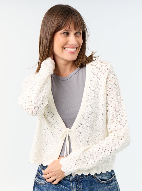 Gilet en maille crochet ajourée - Kiabi