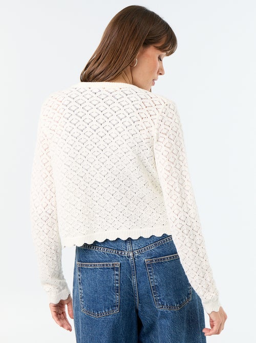 Gilet en maille crochet ajourée - Kiabi