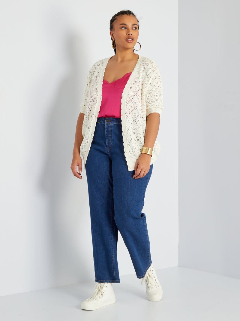 Gilet en maille crochet Blanc - Kiabi