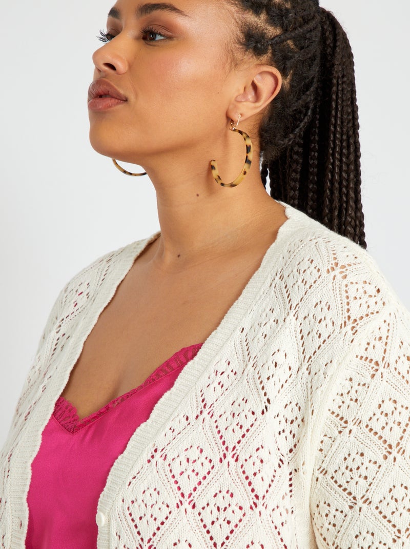 Gilet en maille crochet Blanc - Kiabi