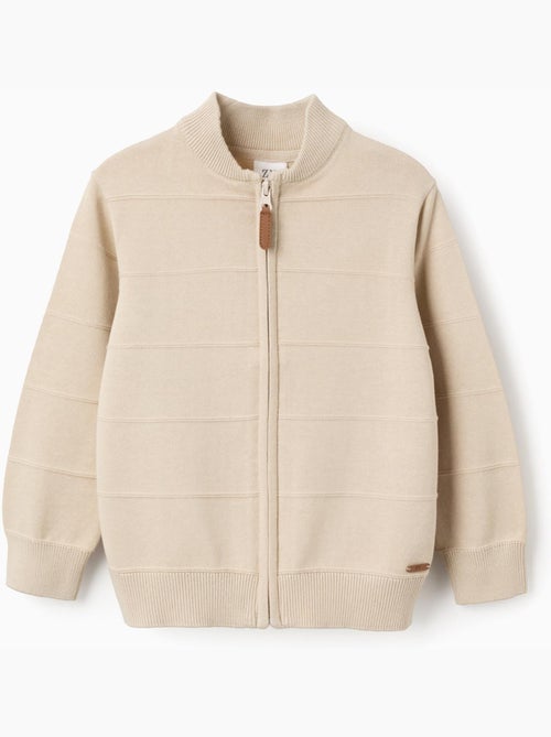 Gilet en maille de coton à lignes en relief - Kiabi