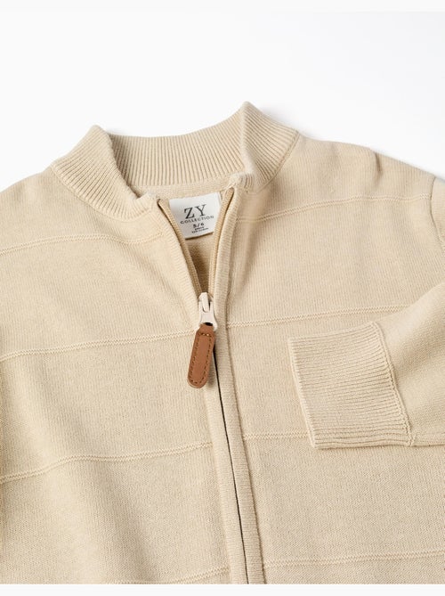 Gilet en maille de coton à lignes en relief - Kiabi