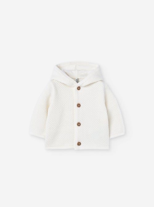 Gilet en maille de coton avec capuche - Kiabi