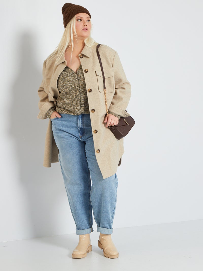 Gilet en maille douce Gris / vert chiné - Kiabi