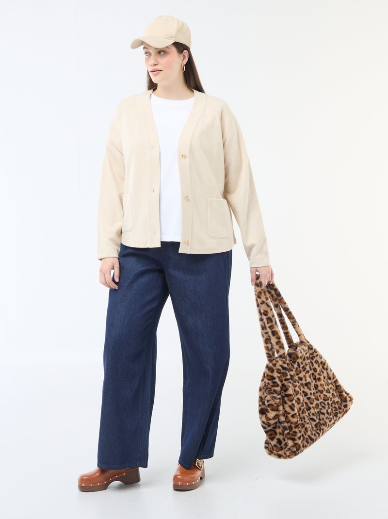Gilet en maille doudou Beige - Kiabi