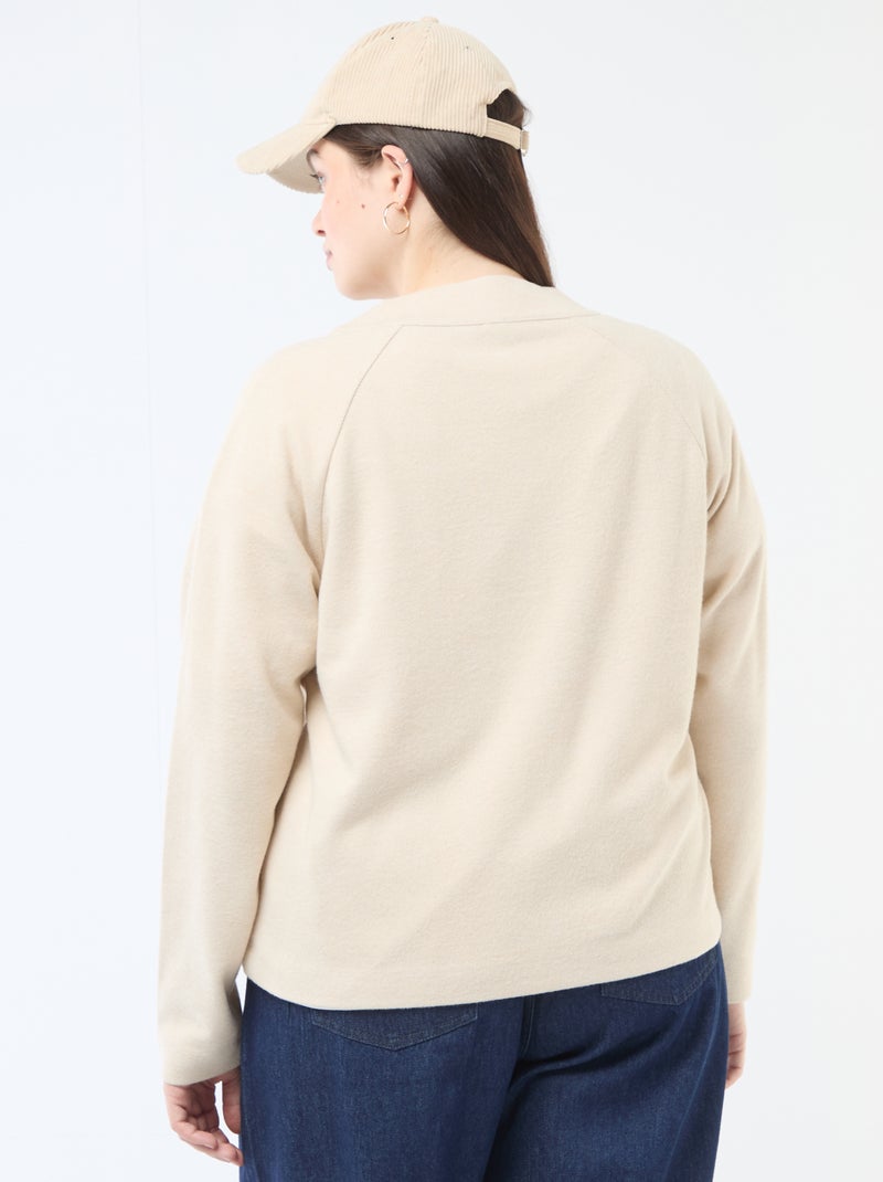 Gilet en maille doudou Beige - Kiabi