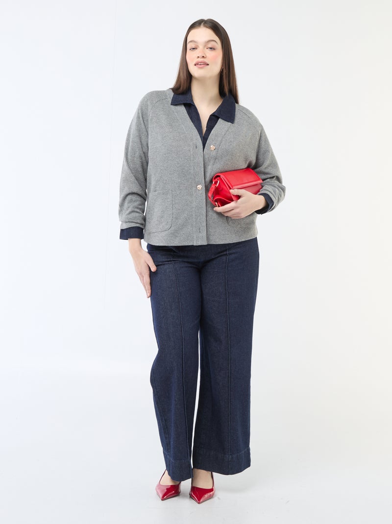 Gilet en maille doudou Gris - Kiabi