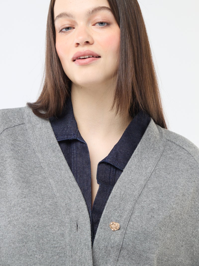 Gilet en maille doudou Gris - Kiabi