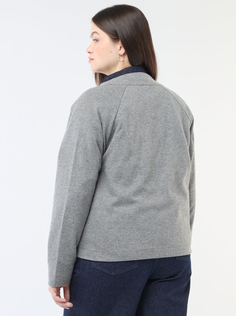 Gilet en maille doudou Gris - Kiabi