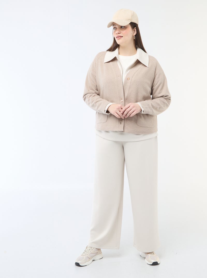 Gilet en maille doudou Marron - Kiabi