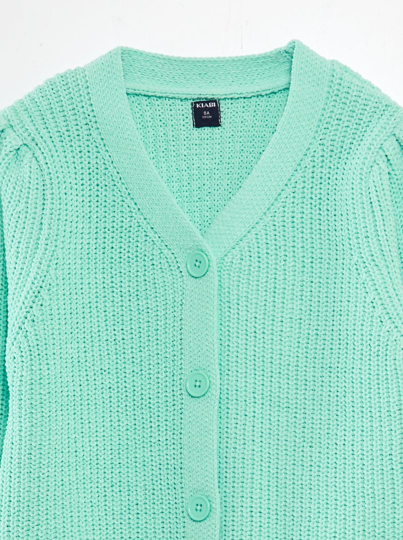 Gilet en maille doudou Vert - Kiabi