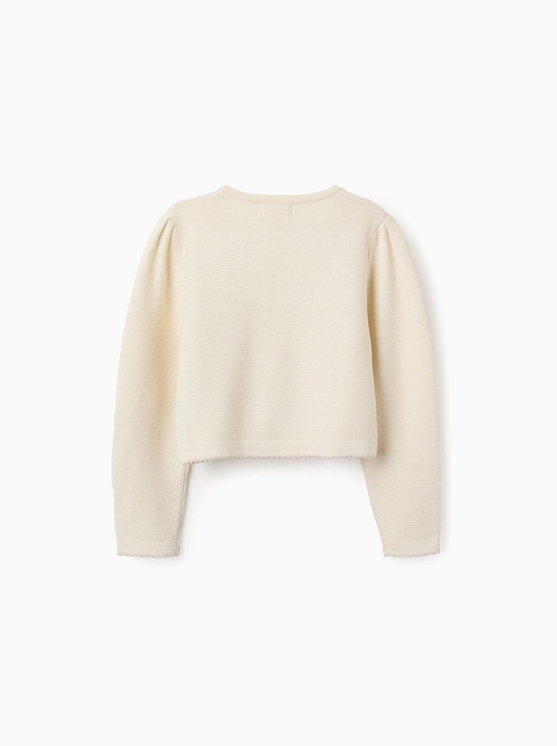 Gilet en Maille en Coton avec Nœuds Blanc - Kiabi