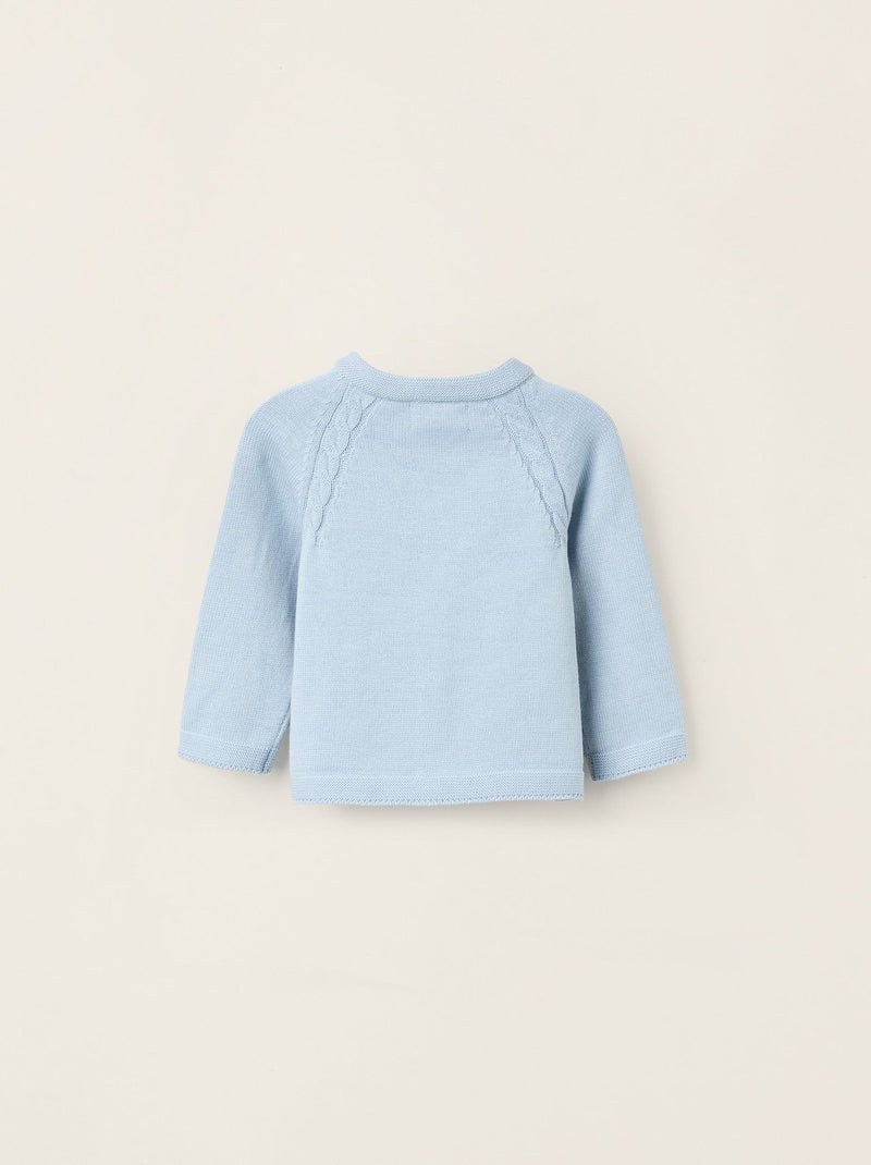 Gilet en Maille en Coton Bleu clair - Kiabi