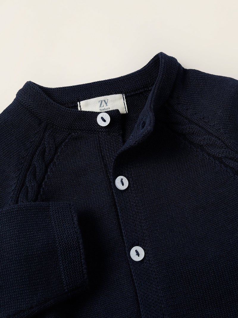 Gilet en Maille en Coton Bleu foncé - Kiabi