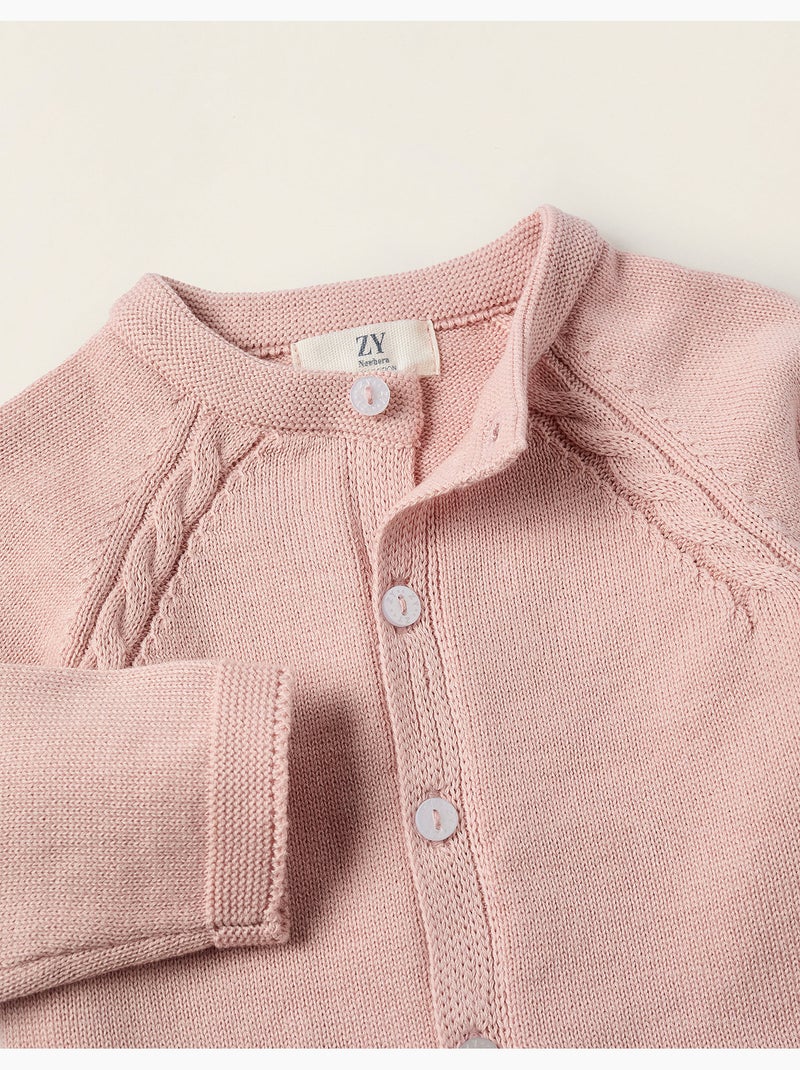 Gilet en Maille en Coton Rose clair - Kiabi