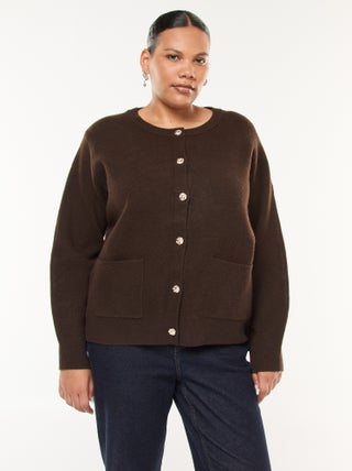 Gilet en maille épaisse avec boutons fantaisies