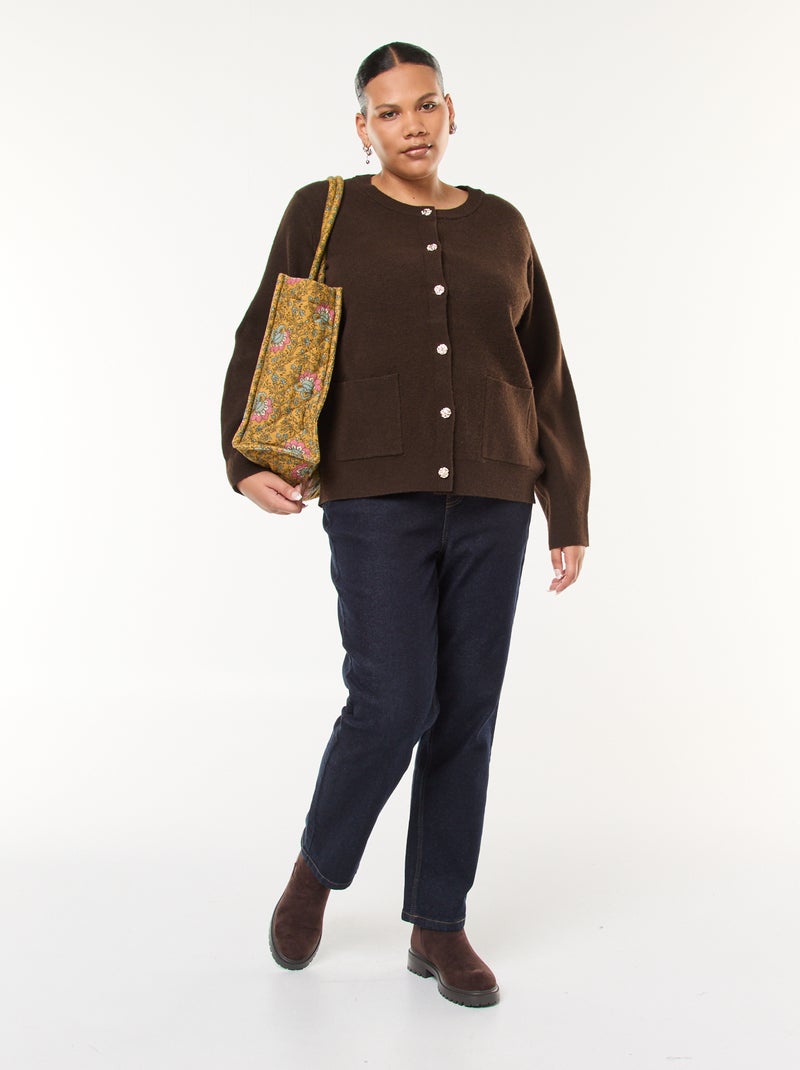 Gilet en maille épaisse avec boutons fantaisies Marron - Kiabi