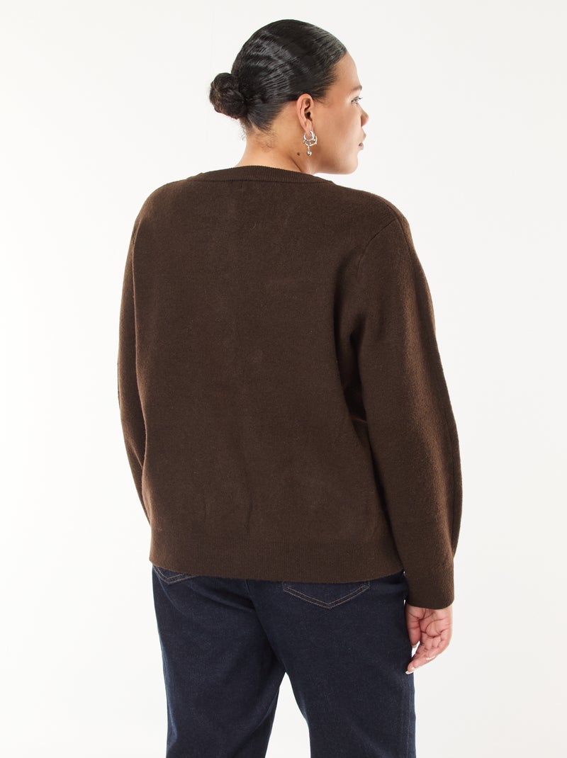 Gilet en maille épaisse avec boutons fantaisies Marron - Kiabi