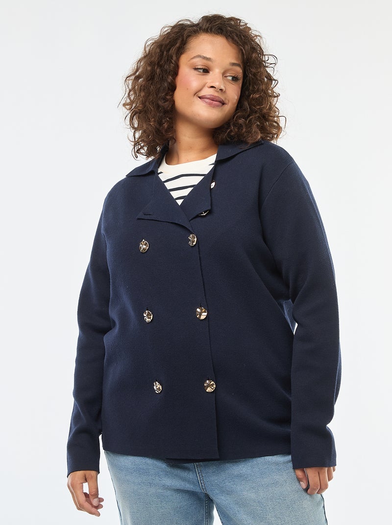 Gilet en maille épaisse avec double boutonnage Bleu - Kiabi