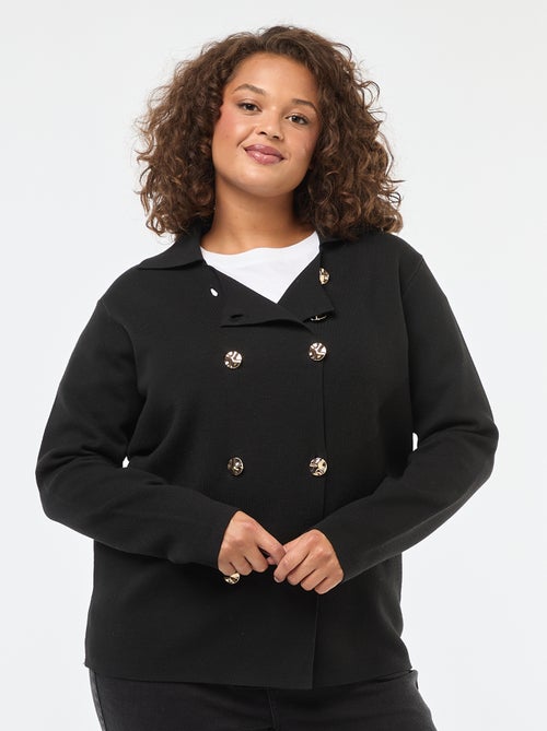Gilet en maille épaisse avec double boutonnage - Kiabi