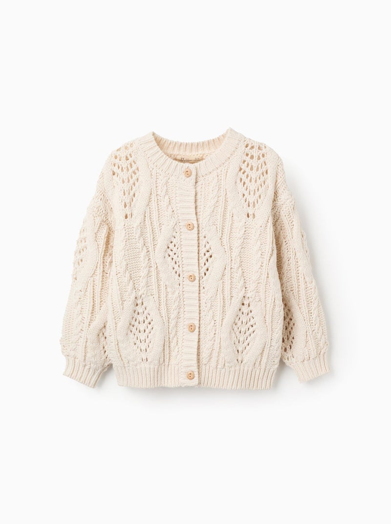 Gilet en Maille Épaisse avec Effets Beige - Kiabi