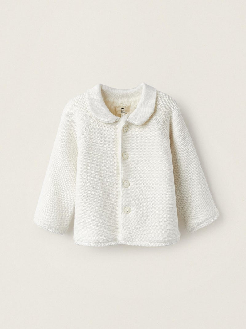Gilet en Maille et Fourrure pour Nouveau-Né   CRADLE OF LIFE Blanc - Kiabi