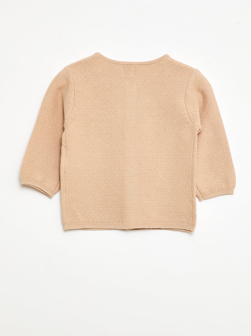 Gilet en maille fantaisie ajourée Beige - Kiabi