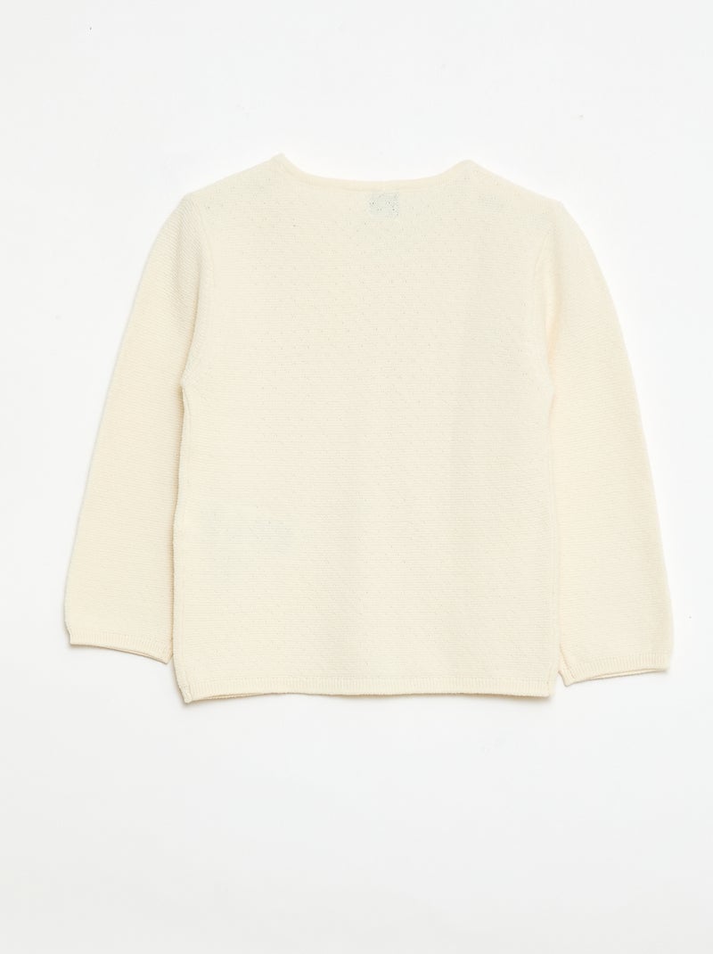 Gilet en maille fantaisie ajourée Blanc - Kiabi
