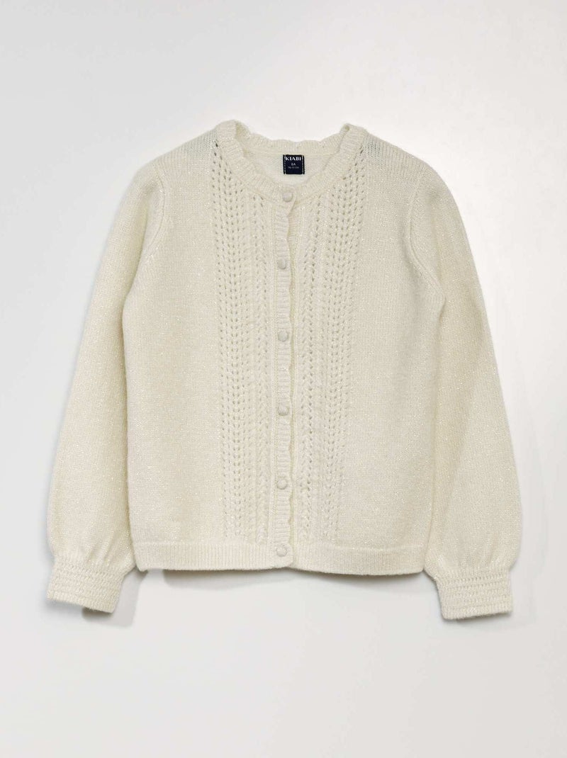 Gilet en maille fantaisie avec fils brillants Blanc - Kiabi