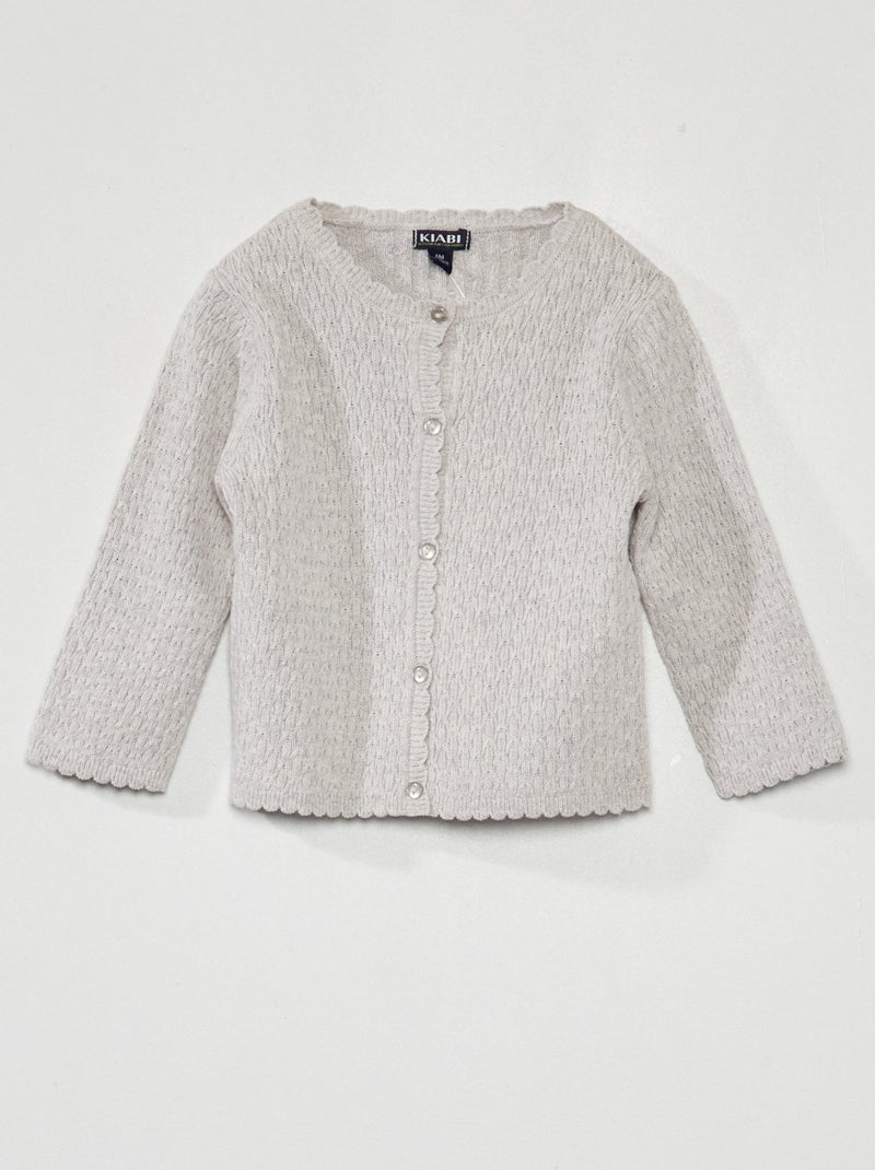 Gilet en maille fantaisie Beige - Kiabi