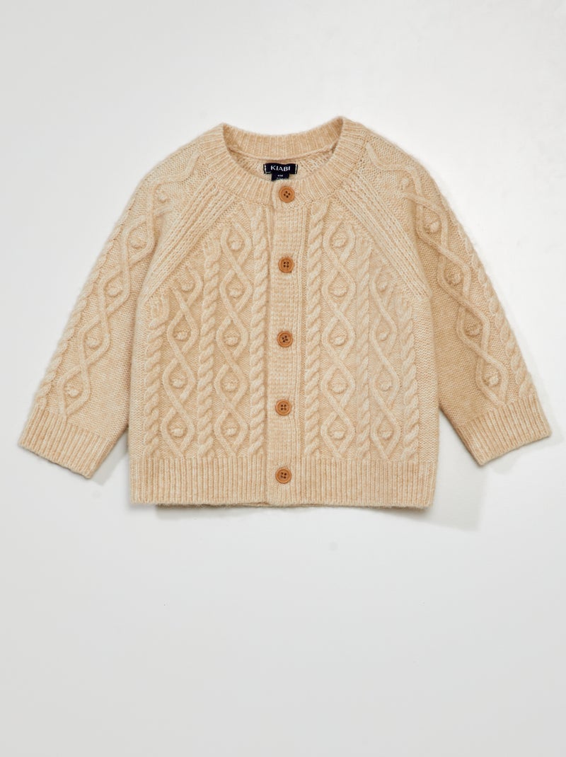Gilet en maille fantaisie beige - Kiabi