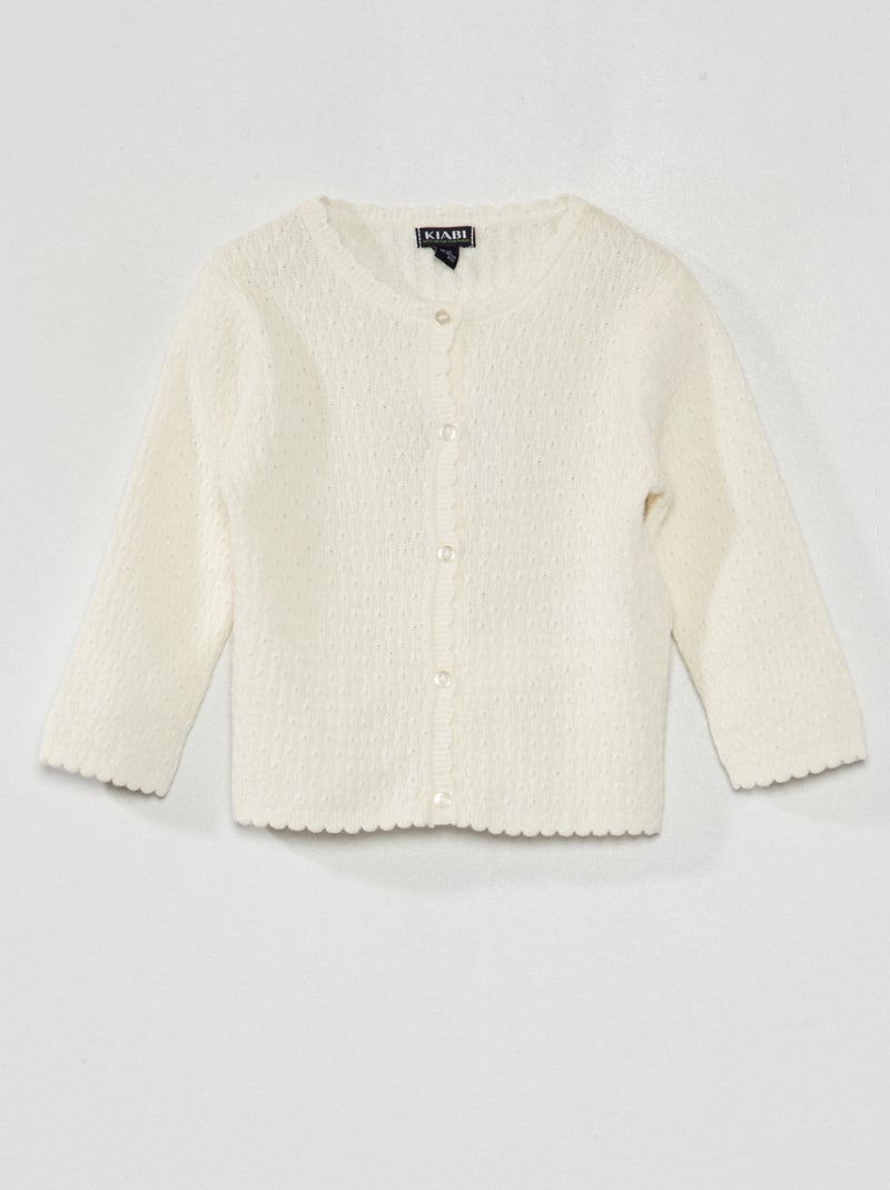 Gilet en maille fantaisie blanc - Kiabi