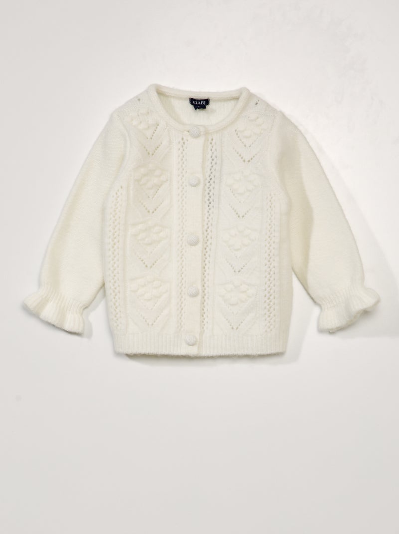 Gilet en maille fantaisie BLANC NEIG - Kiabi