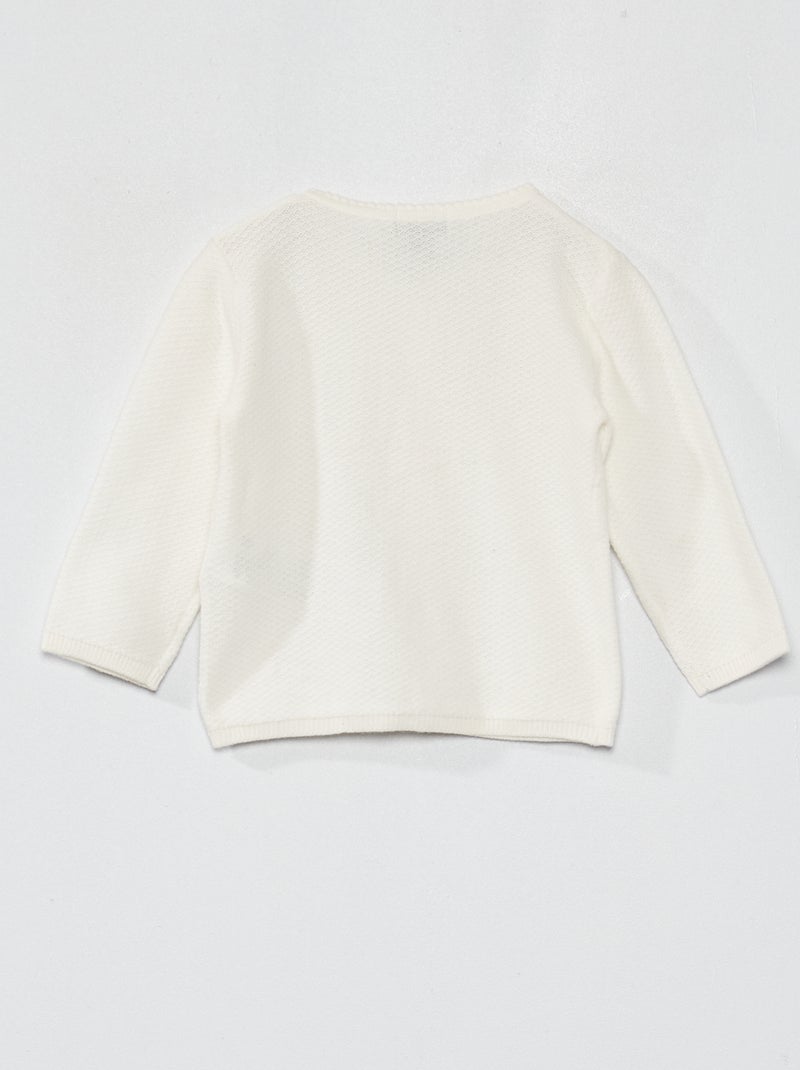 Gilet en maille fantaisie blanc - Kiabi