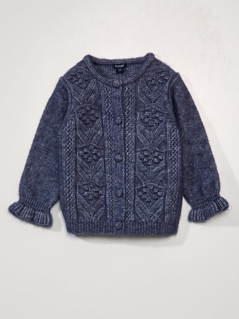 Gilet en maille fantaisie Bleu - Kiabi
