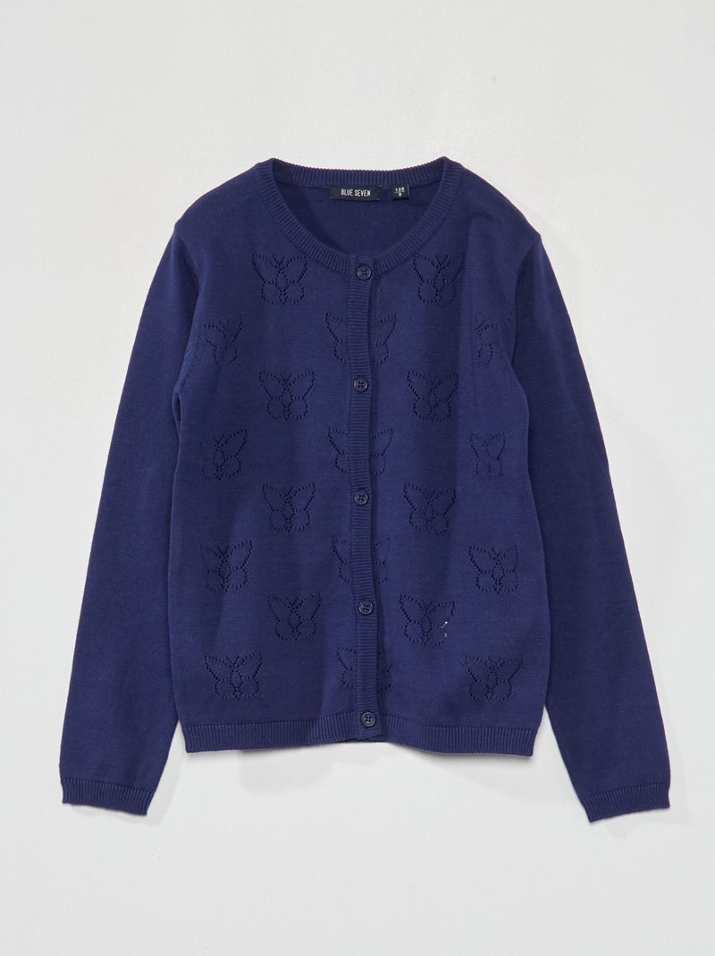 Gilet en maille fantaisie Bleu - Kiabi