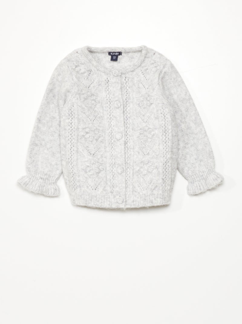 Gilet en maille fantaisie Gris - Kiabi