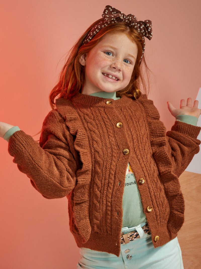 Gilet en maille fantaisie Marron - Kiabi